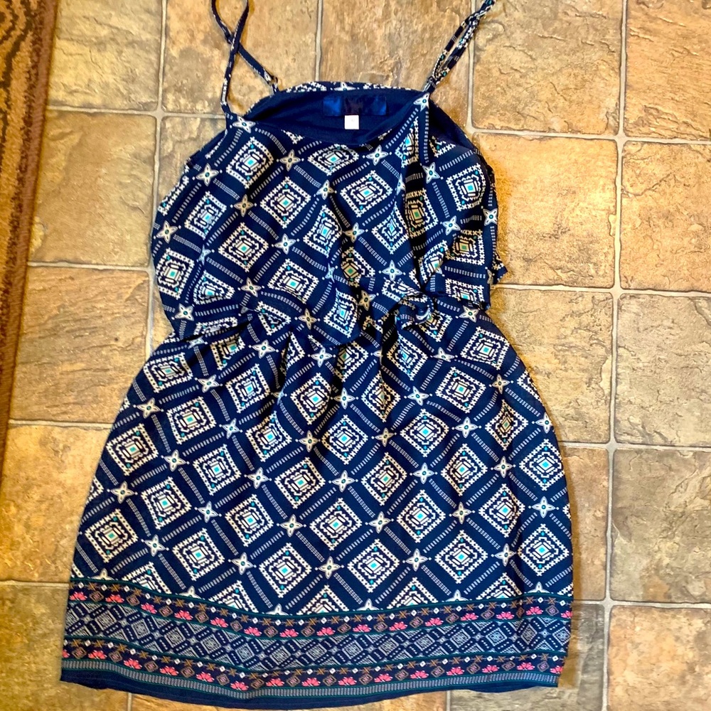 Blue mini dress with flowing top